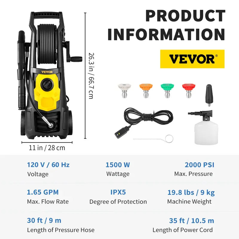 11-Piece Electric Pressure Washer Kit – 2000 PSI Powerful Cleaning, ⭕ MONTHLY SPECIAL ⭕